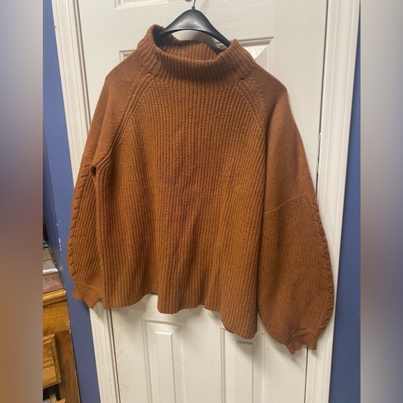 Eloquii Puff Sleeve Chunky Sweater Brown Plus Size 18/20 - Picture 3 of 9